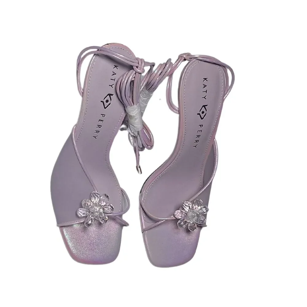 Katy Perry Vivian Flower Sandal High Heels 9.5M Digital Lavender NWB - Picture 3 of 5
